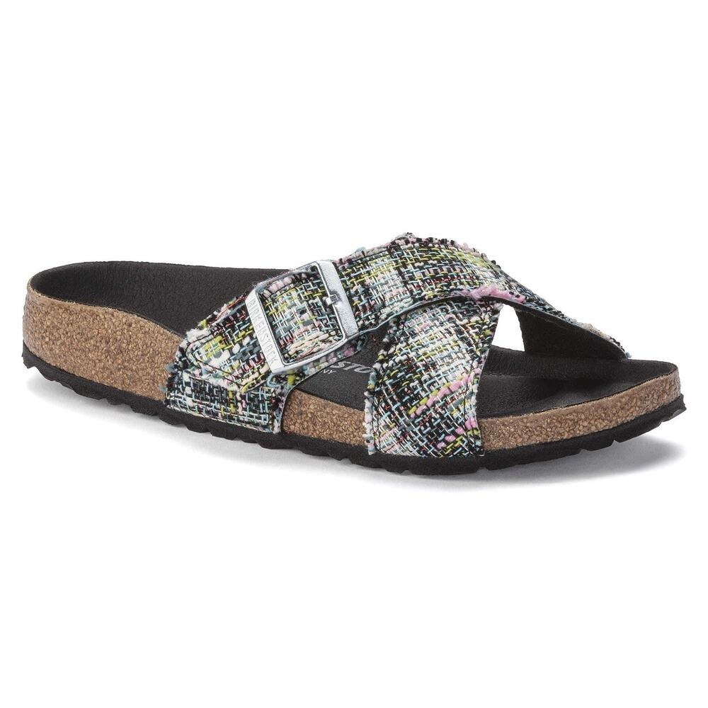 Birkenstock Cross-Strap Sandals in Multicolor Tweed Pattern - Picture 3 of 11